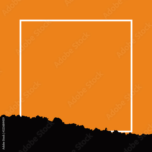 Creative layout made with orange background, square frame. This is a blank for advertising card. Halloween poster. vector illustration