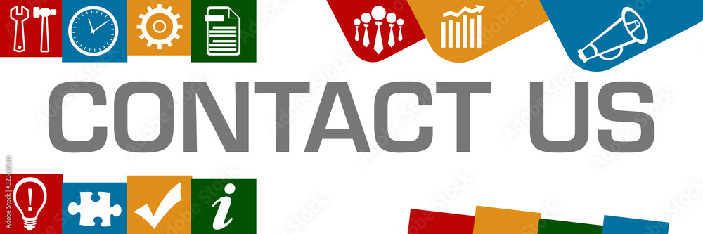 Contact Us Colorful Various Shapes Business Symbols Up Down Horizontal Contact Us Colorful Various Shapes Business Symbols Up Down Horizontal