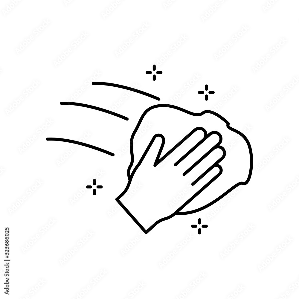 Hand, towel icon. Simple line, outline vector elements of hygiene icons for ui and ux, website or mobile application Hand, towel icon. Simple line, outline vector elements of hygiene icons for ui and ux, website or mobile application