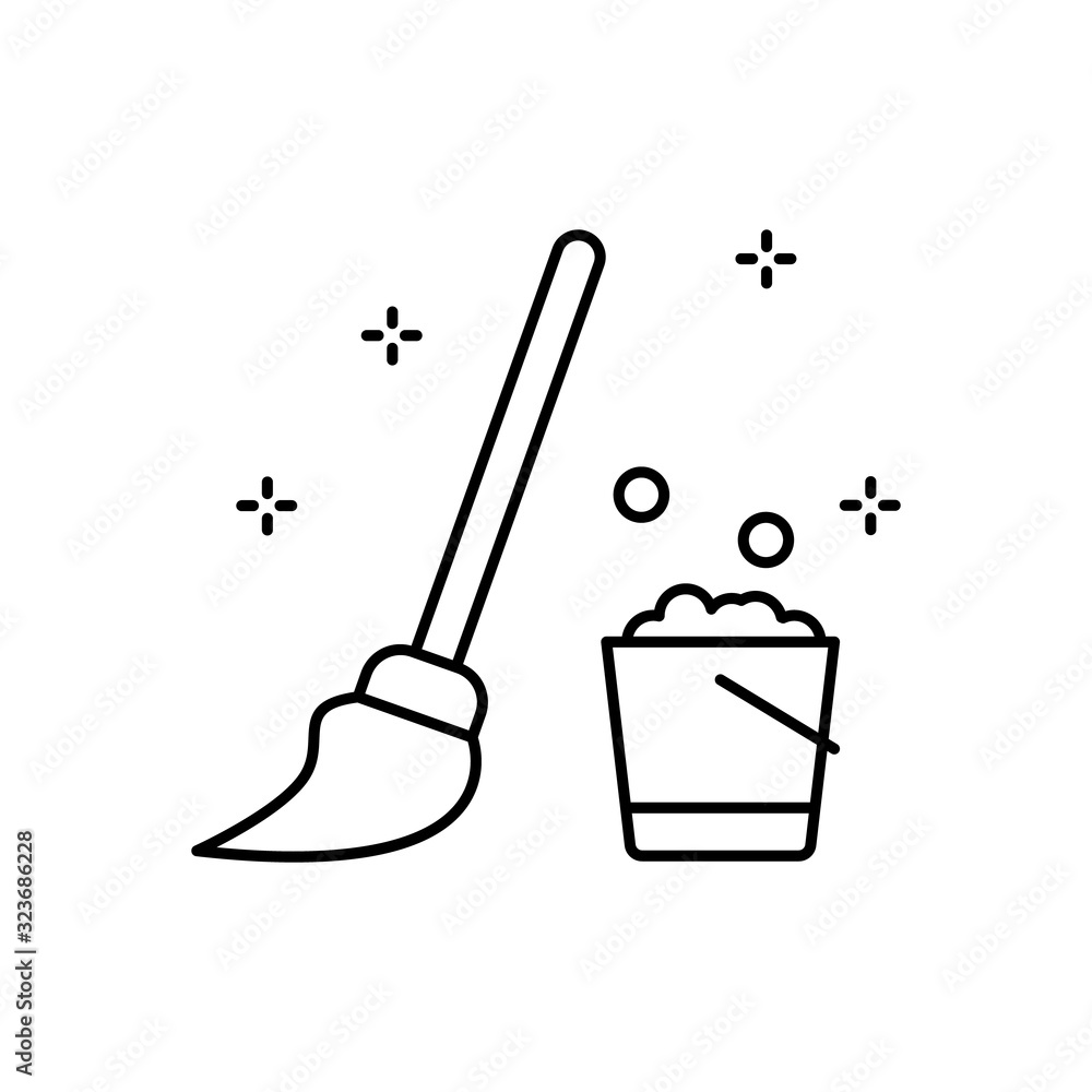 Bucket, mop, foam icon. Simple line, outline vector elements of hygiene icons for ui and ux, website or mobile application Bucket, mop, foam icon. Simple line, outline vector elements of hygiene icons for ui and ux, website or mobile application