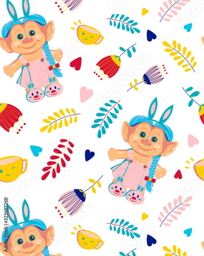 Vector Pattern Fantasy Troll-Girl