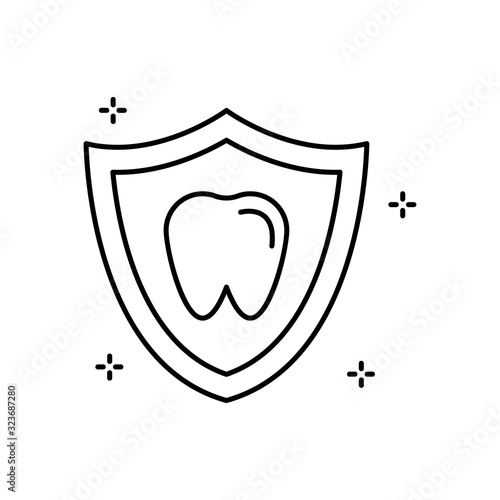 Shield, tooth icon. Simple line, outline vector elements of hygiene icons for ui and ux, website or mobile application