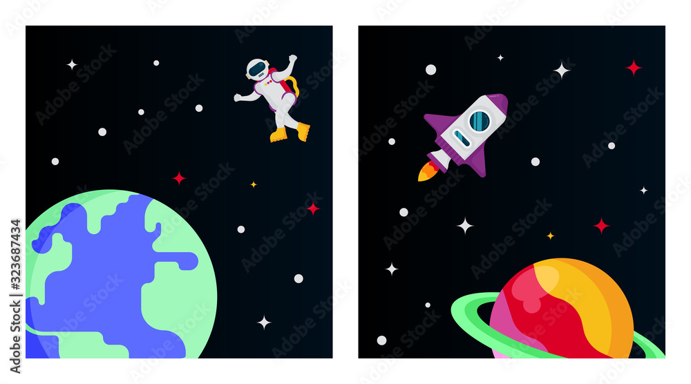 Flat outer space background illustration vector