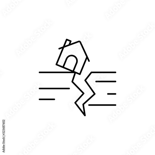 House, fault, abyss icon. Simple line, outline vector elements of natural disasters icons for ui and ux, website or mobile application