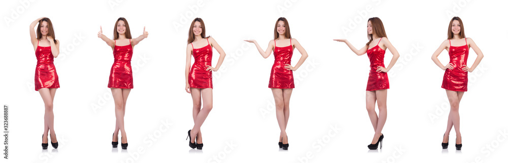Woman wearing dress isolated on white Woman wearing dress isolated on white
