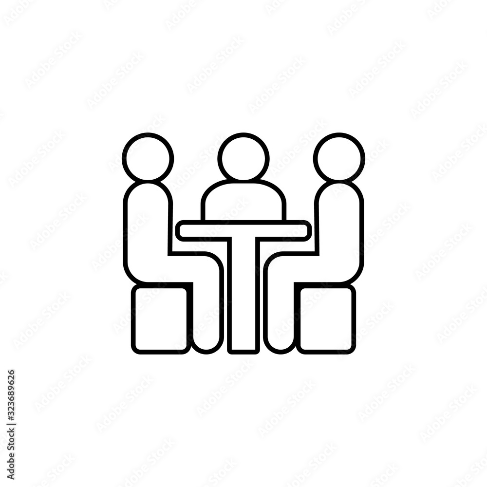 chatting at the table icon. Simple thin line, outline vector of conversation icons for ui and ux, website or mobile application chatting at the table icon. Simple thin line, outline vector of conversation icons for ui and ux, website or mobile application