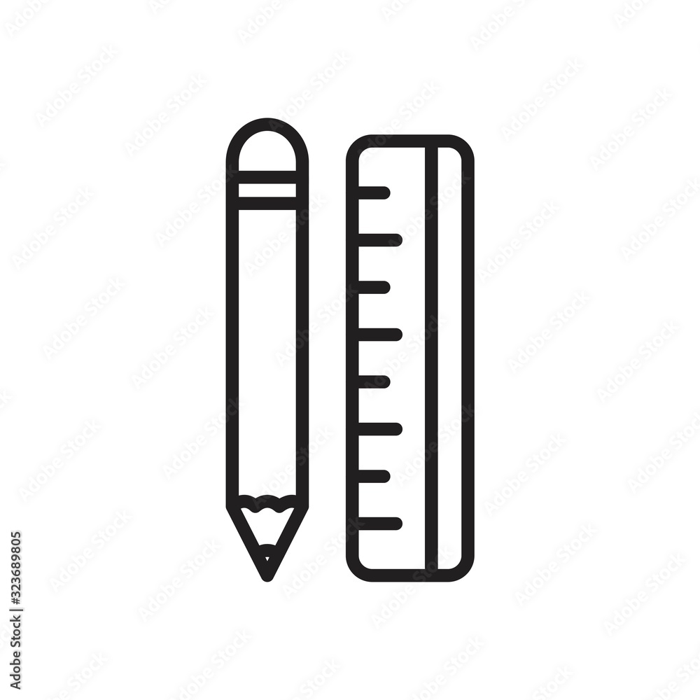 Pencil and ruler icon template black color editable. Pencil and ruler icon symbol Flat vector illustration for graphic and web design. Pencil and ruler icon template black color editable. Pencil and ruler icon symbol Flat vector illustration for graphic and web design.