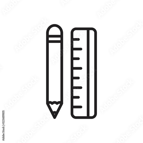 Pencil and ruler icon template black color editable. Pencil and ruler icon symbol Flat vector illustration for graphic and web design.