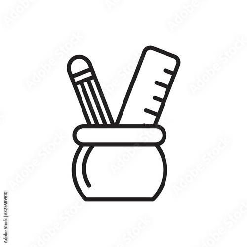 Pencil and ruler icon template black color editable. Pencil and ruler icon symbol Flat vector illustration for graphic and web design.