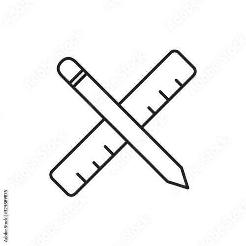 Pencil and ruler icon template black color editable. Pencil and ruler icon symbol Flat vector illustration for graphic and web design.