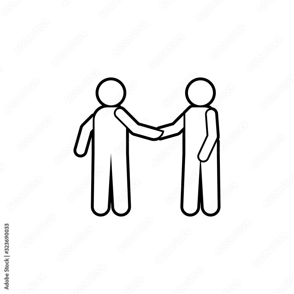 handshake icon. Simple thin line, outline vector of conversation icons for ui and ux, website or mobile application handshake icon. Simple thin line, outline vector of conversation icons for ui and ux, website or mobile application