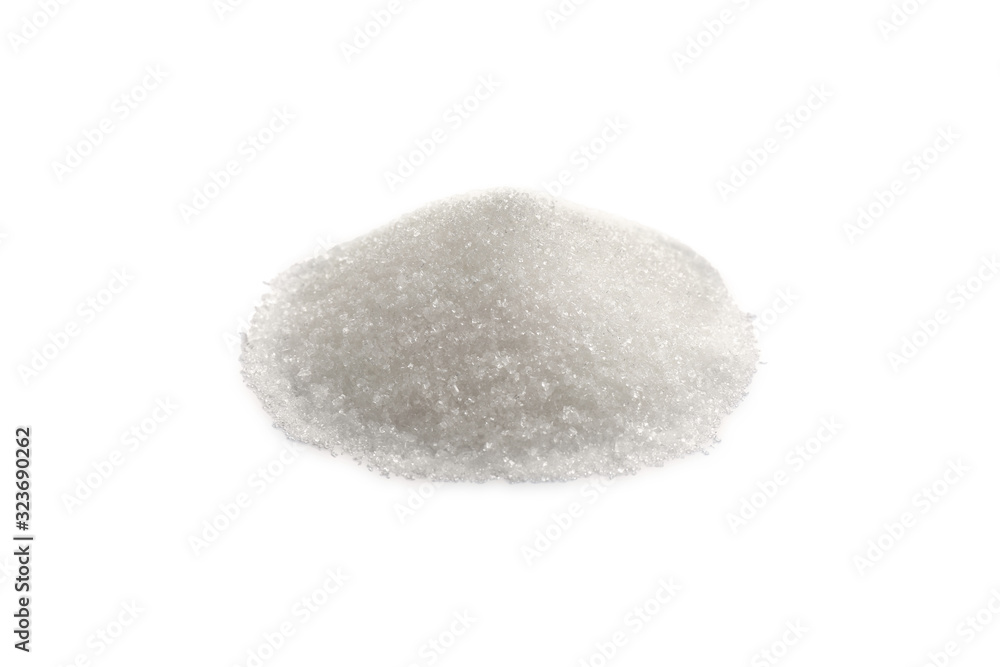Pile of granulated sugar isolated on white Pile of granulated sugar isolated on white