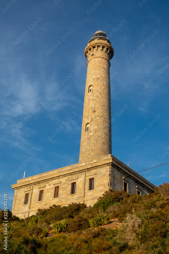 Lighthouse of Cabo de Palos (built in 1865) near the Manga at Mar Menor in Spain