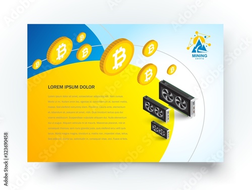 Mining graphics card Flyer brochure design template, cryptocurrency