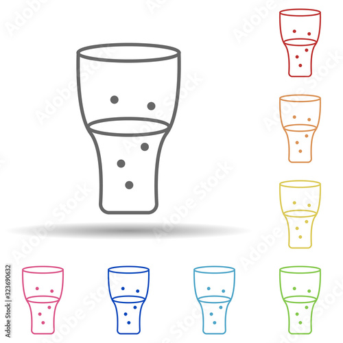 Carbonated juice in glass in multi color style icon. Simple thin line, outline vector of fast food icons for ui and ux, website or mobile application