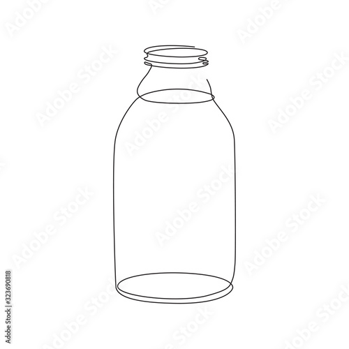 The milk bottle is drawn in one line. Continuous line. Minimalistic graphics.