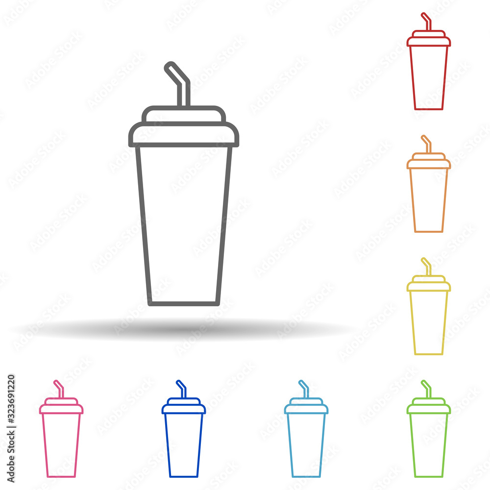 Plastic cup in multi color style icon. Simple thin line, outline vector of fast food icons for ui and ux, website or mobile application Plastic cup in multi color style icon. Simple thin line, outline vector of fast food icons for ui and ux, website or mobile application