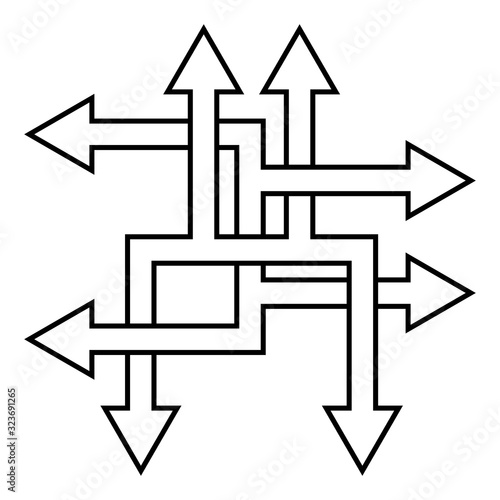 Complex ways solve complex problems, vector arrow direction path symbol sign optimization of the process photo