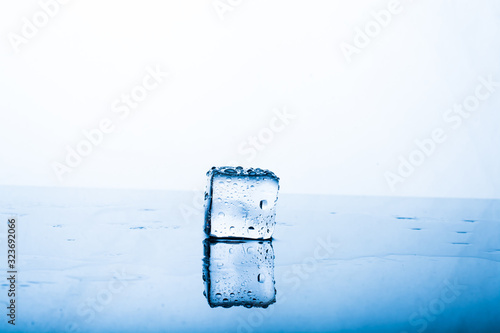 ice cubes on blue background