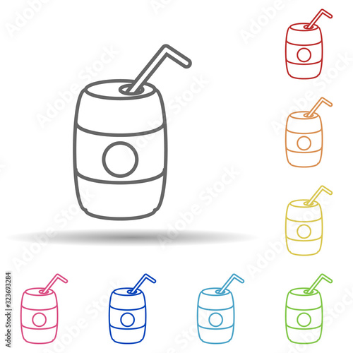 Juice in jar in multi color style icon. Simple thin line, outline vector of fast food icons for ui and ux, website or mobile application