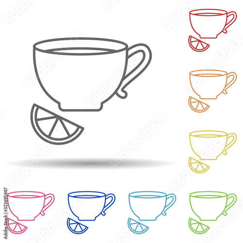 Tea with lemon in multi color style icon. Simple thin line, outline vector of food icons for ui and ux, website or mobile application