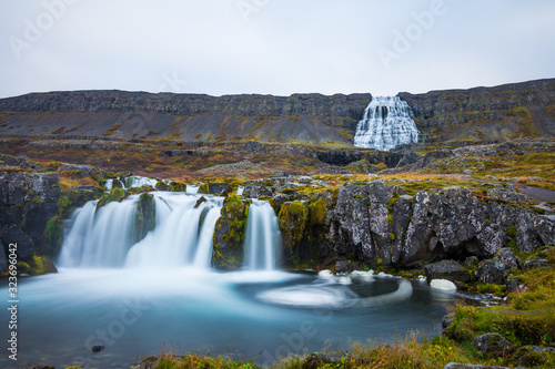 Dynjandi waterfall area in Iceland