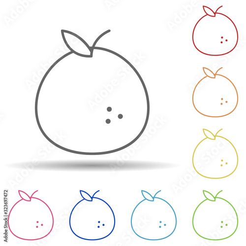 Mandarin in multi color style icon. Simple thin line, outline vector of fruit icons for ui and ux, website or mobile application