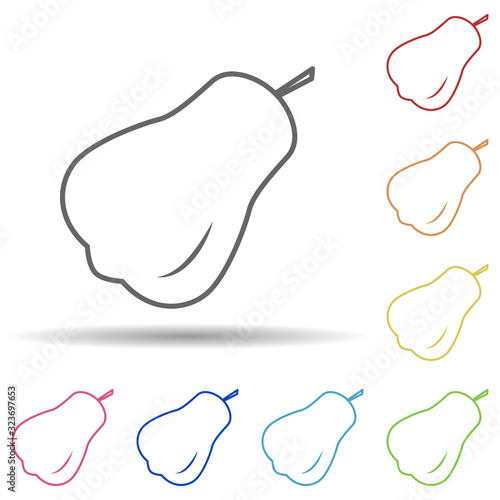 Pear in multi color style icon. Simple thin line, outline vector of fruit icons for ui and ux, website or mobile application