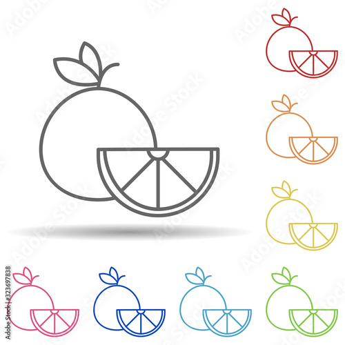 Orange in multi color style icon. Simple thin line, outline vector of fruit icons for ui and ux, website or mobile application