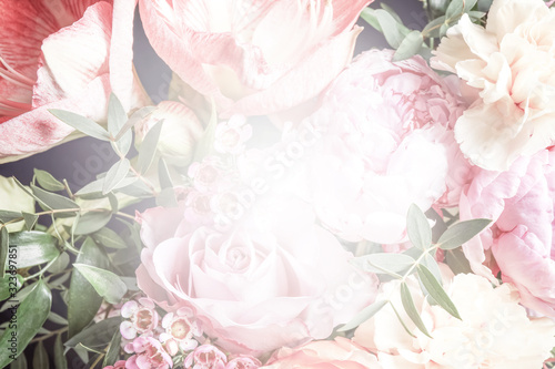 Beautiful delicate bouquet, closeup. Floral decor in vintage style