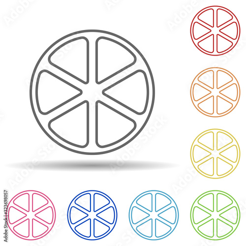Piece of lemon in multi color style icon. Simple thin line, outline vector of fruit icons for ui and ux, website or mobile application