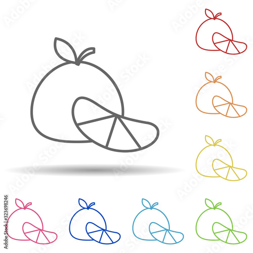 Mandarin in multi color style icon. Simple thin line, outline vector of fruit icons for ui and ux, website or mobile application
