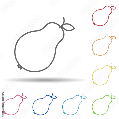 Pear in multi color style icon. Simple thin line, outline vector of fruit icons for ui and ux, website or mobile application
