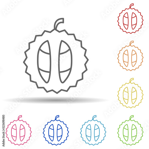 Durian in multi color style icon. Simple thin line, outline vector of fruit icons for ui and ux, website or mobile application