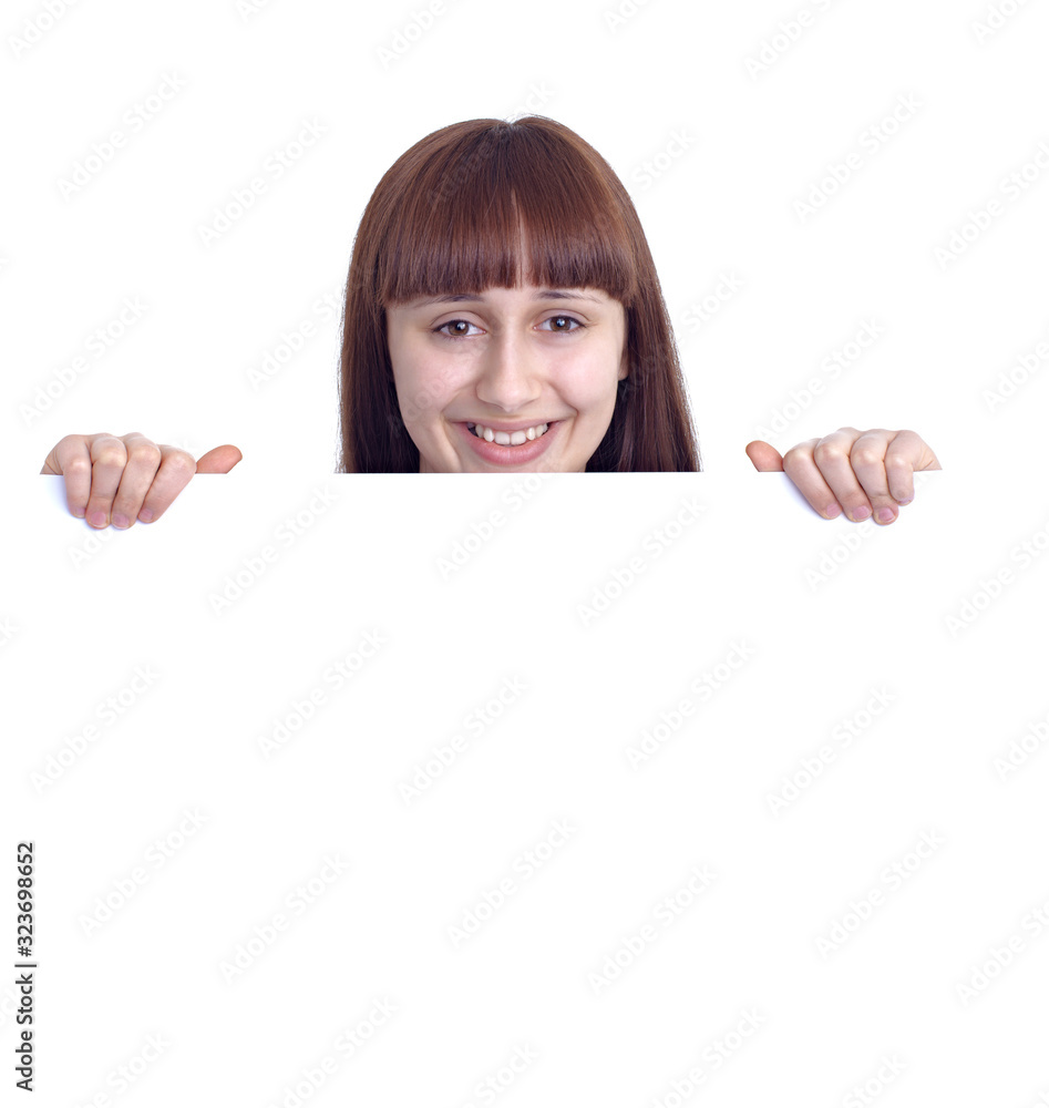 teenage girl holding a blank sign poster banner teenage girl holding a blank sign poster banner