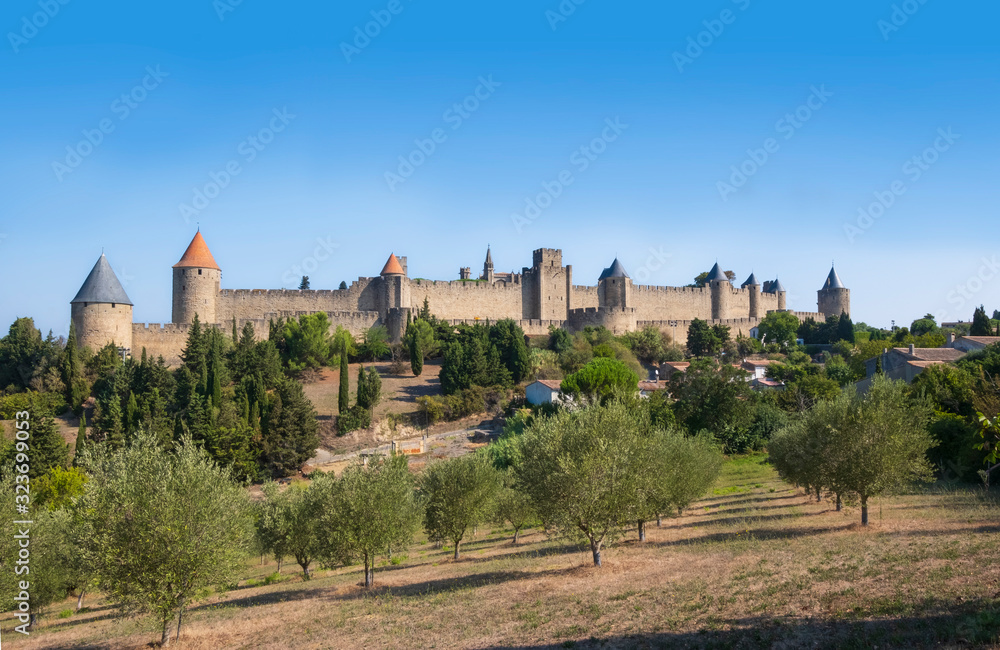 Carcassonne, France, La Cite is the medieval citadel, a well preserved walled town and one of the most popular tourist destinations in France.