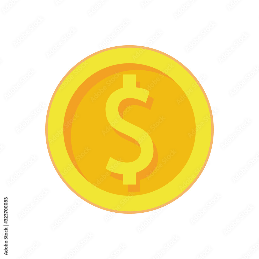 Dollar coin icon designed in flat style Dollar coin icon designed in flat style