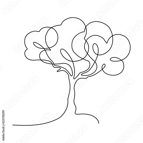 Abstract tree in continuous line art drawing style Fototapeta