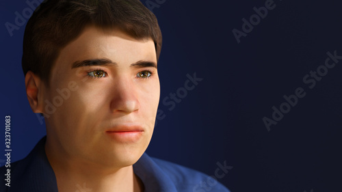 young man student future portrait 3D illustration