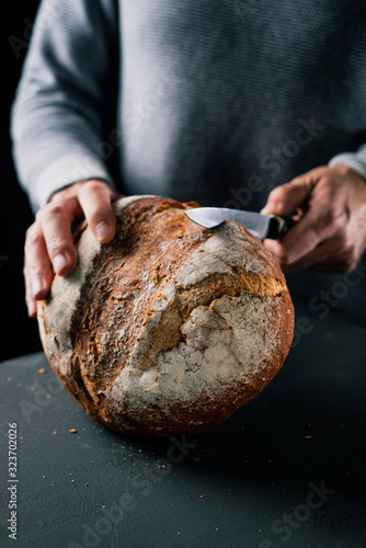 pan de payes, a bread typical of Catalonia, Spain. photo