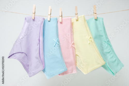 cotton multi-colored briefs for a girl on a rope