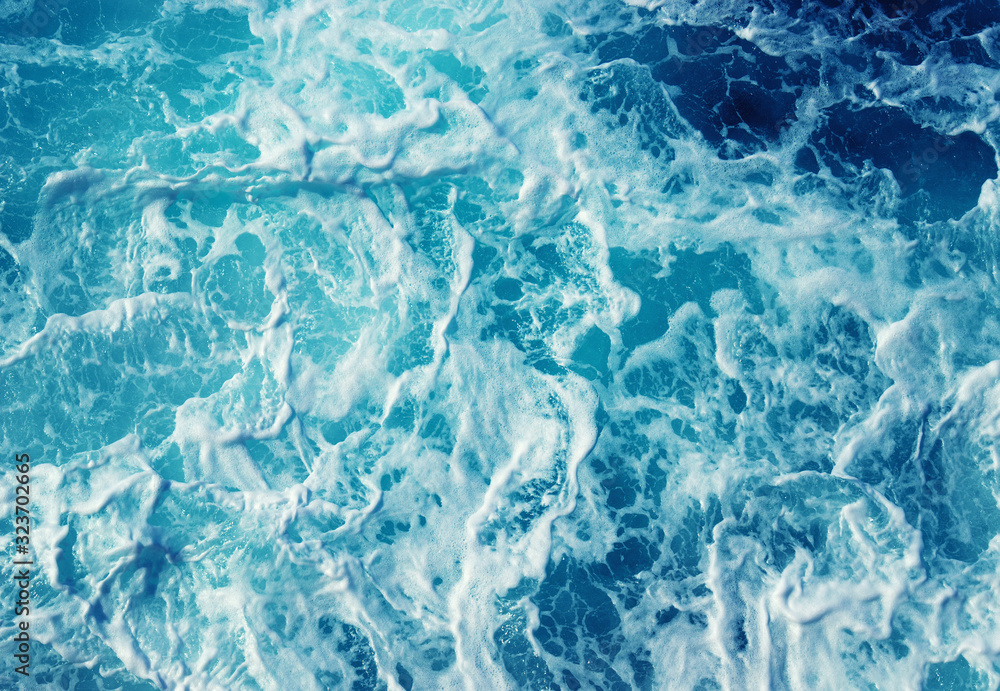 Blue frothy surface of sea Blue frothy surface of sea