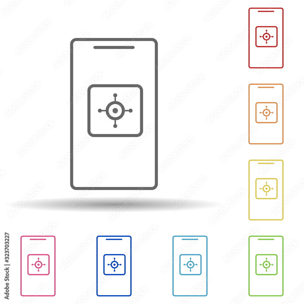 Safe in mobile banking in multi color style icon. Simple thin line, outline vector of mobile banking icons for ui and ux, website or mobile application
