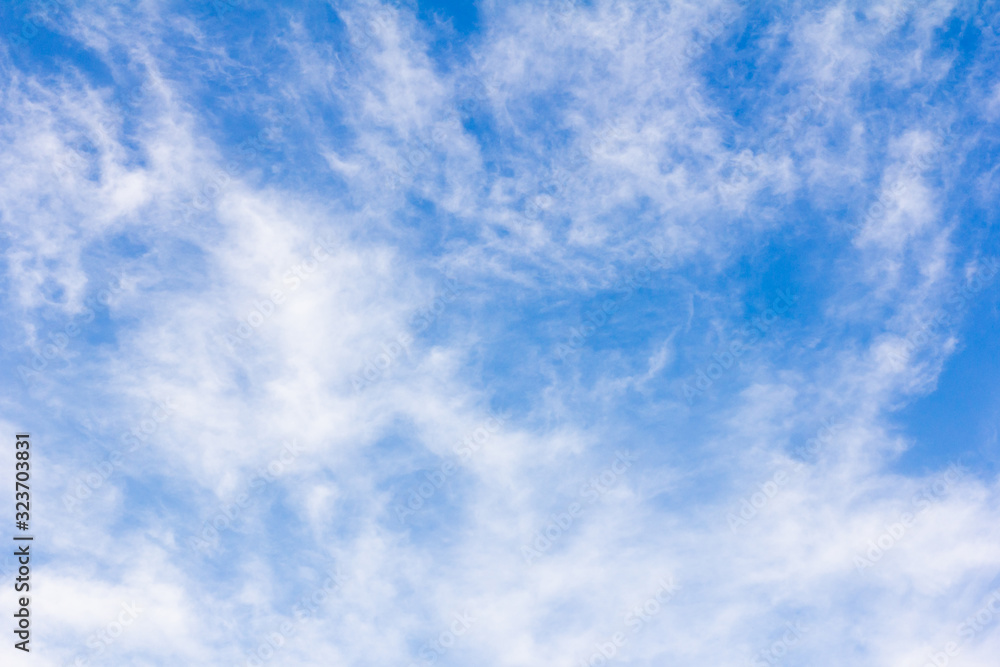Clear blue color sky with white cloud background
