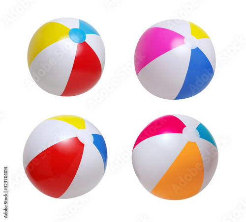 Beach balls set isolated on white