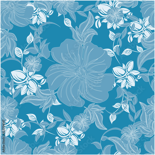 Vector abstract background flowers seamless pattern