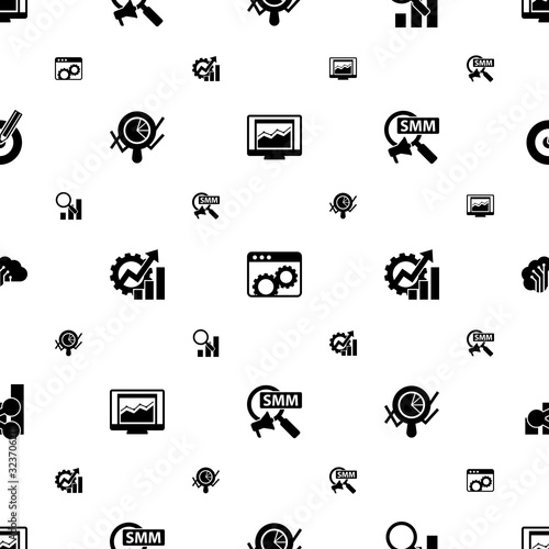 analytics icons pattern seamless. Included editable filled statistics, Website optimization, Semantic Analysis, Marketing analytics icons. analytics icons for web and mobile.