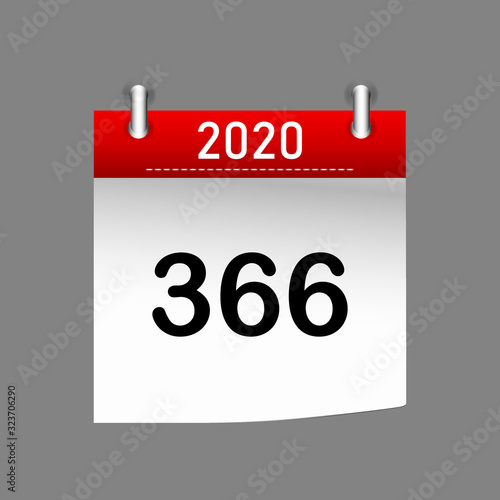  2020 leap year calendar sheet, years that are divisible by 4. logo design. 366 days.  Vector illustration
