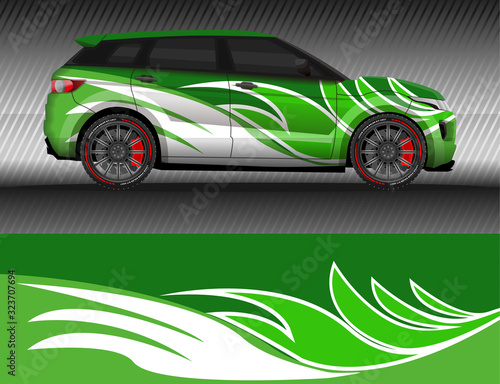 Car livery wrap decal, rally race style vector illustration abstract background