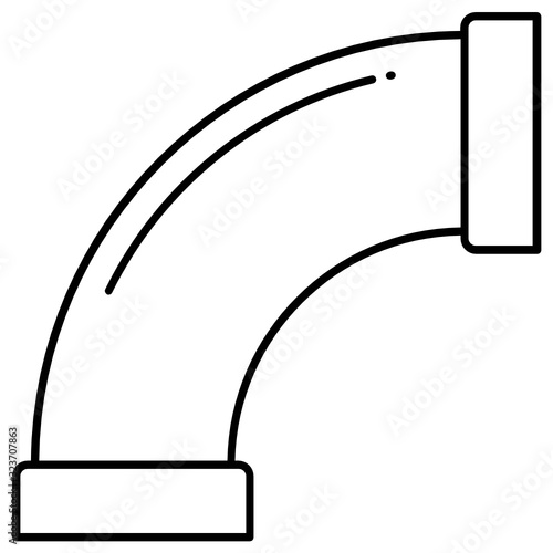 Tube Arm joint concept. Elbow Pipe Fittings Vector Icon Design. Plumber  Ventilation 90 Degree PVC Pipe on white background.